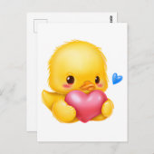 Niedliches Baby-Duckling mit rosafarbenem Valentin Postkarte (Vorne/Hinten)