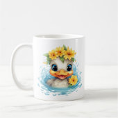 Niedliches Baby Ducklings Spaß Tiere Blume Kaffeetasse (Links)