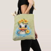 Niedliches Baby Ducklings Spaß Tiere Blume Tasche (Von Nahem)