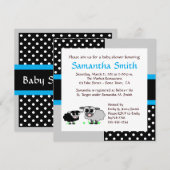 Niedliches Baby-Dusche Einladung Blue Black Gray (Vorne/Hinten)