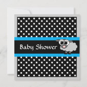 Niedliches Baby-Dusche Einladung Blue Black Gray (Rückseite)