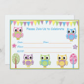 Niedliches Baby Dusche Einladung Rosa & Lila (Vorne/Hinten)