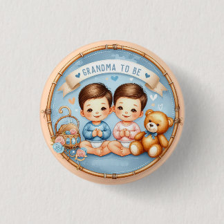 Niedliches Baby-Dusche-Oma für zwei Jungen Button