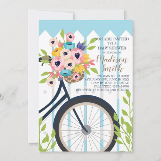 Niedliches Baby Duschgarten Party Blumenladen Einladung (Rückseite)