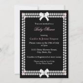 Niedliches Baby Duschmädchen Pink Pearls Black Eth Einladung (Rückseite)