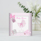 Niedliches Baby Duwer Girl Baby Pink Carriage Pram Einladung (Stehend Vorderseite)