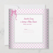 Niedliches Baby Duwer Girl Baby Pink Carriage Pram Einladung (Rückseite)