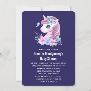 Niedliches Baby-Einhorn Aquarell-Baby-Party Einladung