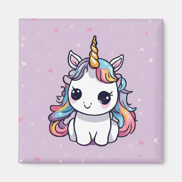 Niedliches Baby-Einhorn mit Lila Hintergrund Magnet