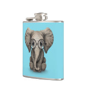 Niedliches Baby-Elefant-Kalb mit Lesegläsern Flachmann (Links)