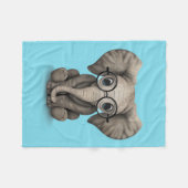 Niedliches Baby-Elefant-Kalb mit Lesegläsern Fleecedecke (Vorderseite (Horizontal))