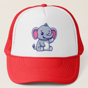 Niedliches Baby-Elefant-Sitz-Cartoon-23800 Truckerkappe