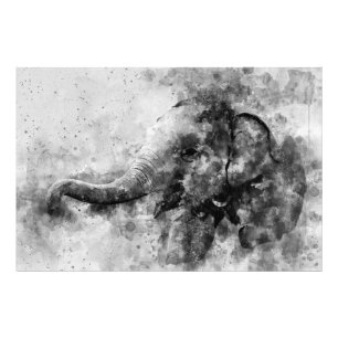 Niedliches Baby Elephant Black and White Watercolo Fotodruck