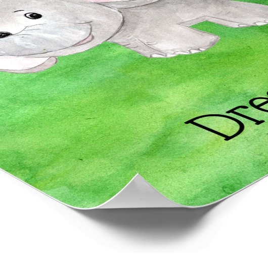 Niedliches Baby Elephant Dream Big Quote Kinderzim Poster (Ecke)