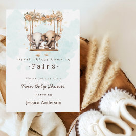 Niedliches Baby Elephant Gender Neutral Twin Baby  Einladung