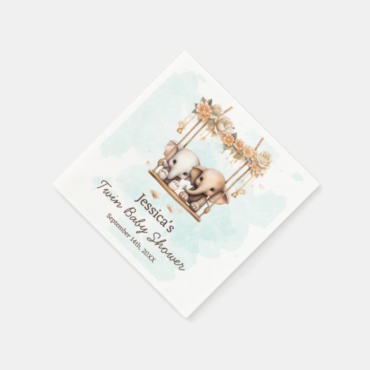 Niedliches Baby Elephant Gender Neutral Twin Baby Serviette (Ecke)