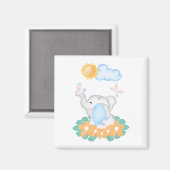 Niedliches Baby Elephant mit orangefarbenem Blume Magnet (Vorderseite/Rückseite)