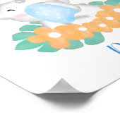 Niedliches Baby Elephant mit orangefarbenem Blume- Poster (Ecke)