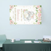 Niedliches Baby Elephant Rosa Flora Hintergrund Wi Banner (Messeveranstaltung)