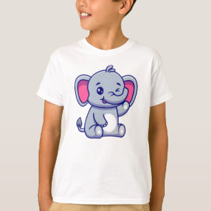 Niedliches Baby Elephant Sitting Cartoon T-Shirt