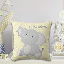Niedliches Baby Elephant Yellow Polka-Dot Monogram