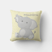 Niedliches Baby Elephant Yellow Polka-Dot Monogram Kissen (Vorderseite)