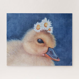 Niedliches Baby-Entenküken mit weißen Gänseblümche Puzzle