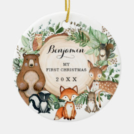 Niedliches Baby Erste Weihnachtswaldtiere Keramik Ornament