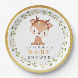 Niedliches Baby Fawn Party Kleines Hirschspulenpap Pappteller