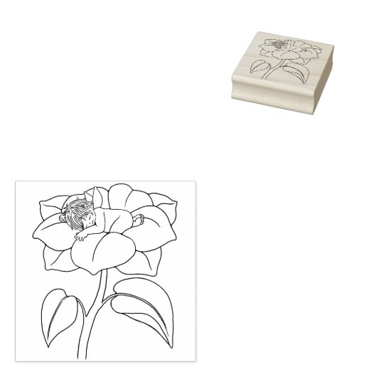 Niedliches Baby Feeling in einer Blume Kautschuk B Gummistempel (Stempel)