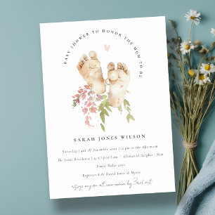 Niedliches Baby Feet Blush Pink Bläschen Girl Baby Einladung