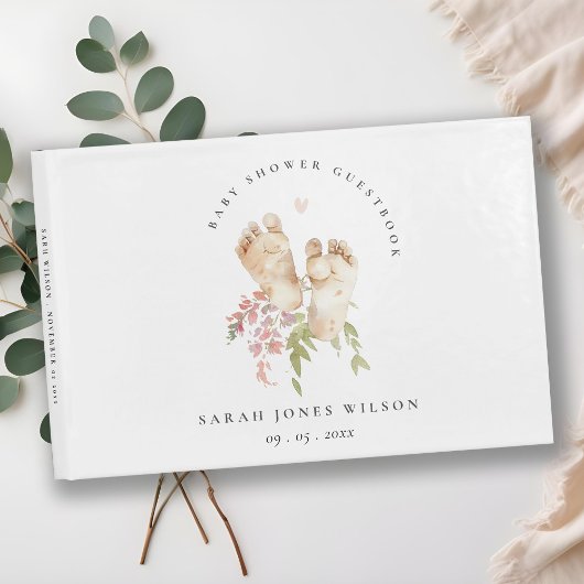 Niedliches Baby Feet Blush Pink Bläschen Girl Baby Gästebuch