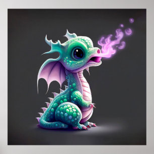 Niedliches Baby Fire Breaage Dragon Poster