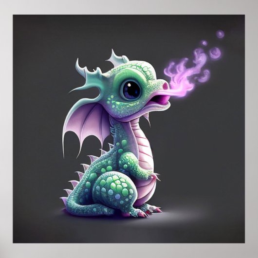 Niedliches Baby Fire Breaage Dragon Poster (Vorne)