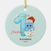 Niedliches Baby First Christmas Baby Dinosaurier Keramik Ornament (Vorne)