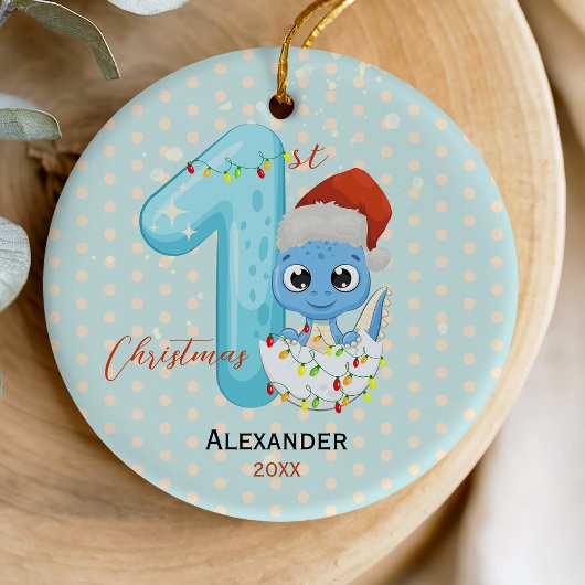Niedliches Baby First Christmas Baby Dinosaurier Keramik Ornament