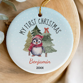 Niedliches Baby First Christmas Pinguin Keramik Ornament