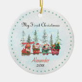 Niedliches Baby First Christmas Santa Keramik Ornament (Vorne)