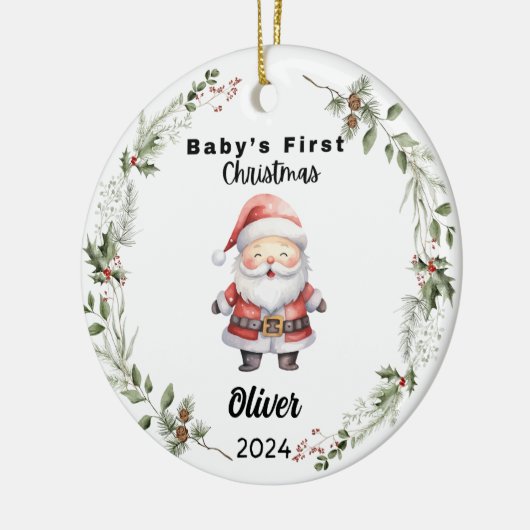 Niedliches Baby First Watercolor Keramik Ornament (Links)