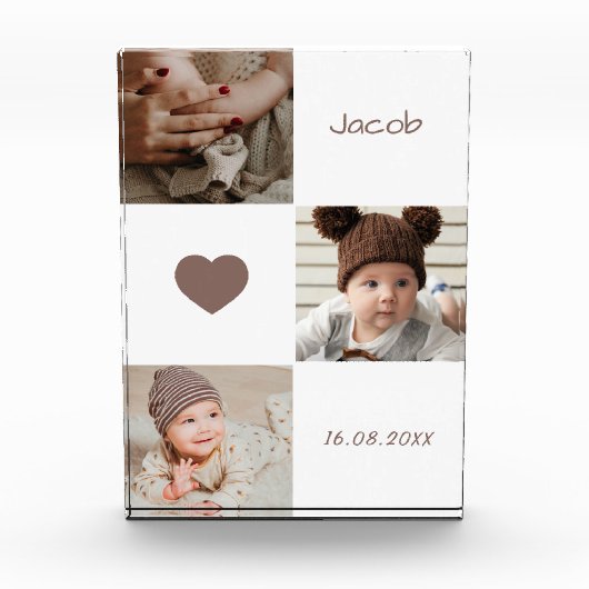 Niedliches Baby Foto Collage Herz Foto Block (Vorderseite)