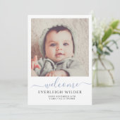 Niedliches Baby Foto Script Willkommensankündigung (Stehend Vorderseite)