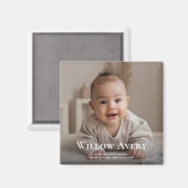 Niedliches Baby-Foto und Name Moderner Minimalisti Magnet (Vorderseite/Rückseite)