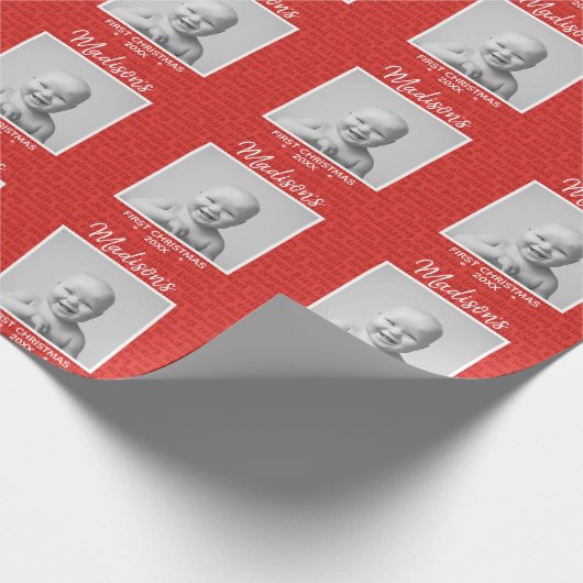 Niedliches Baby-Foto und Personalisierter Name Geschenkpapier (Ecke)
