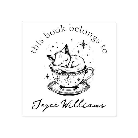 Niedliches Baby Fox Asleep im Magischen Starry Tea Gummistempel (Prägung)