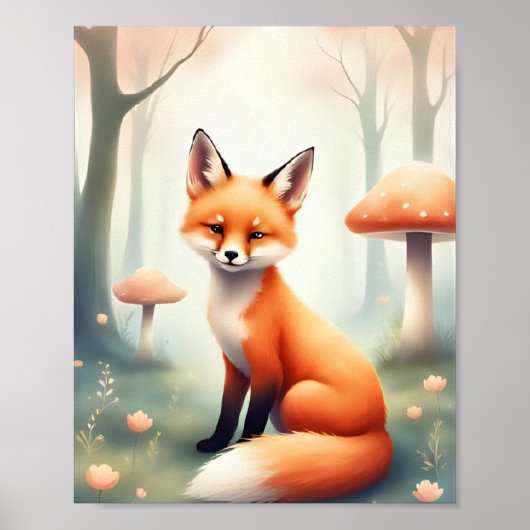 Niedliches Baby Fox Kinderzimmer Babybett Poster (Vorne)