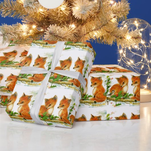 Niedliches Baby Fox Retro Wrapping Paper Geschenkpapier (Feiertage)