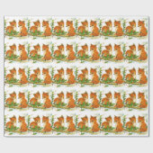 Niedliches Baby Fox Retro Wrapping Paper Geschenkpapier (Flach)