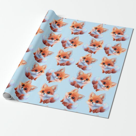 Niedliches Baby-Fuchs-Muster Geschenkpapier (Ungerollt)