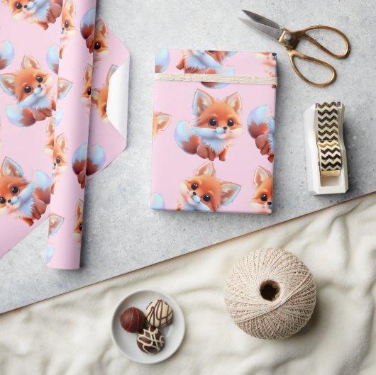 Niedliches Baby-Fuchs-Muster Geschenkpapier (Kunsthandwerk)