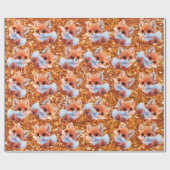 Niedliches Baby-Fuchs-Muster Gold-Glitzer Geschenkpapier (Flach)
